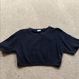 Aerie Charcoal Short Sleeve Crop Top